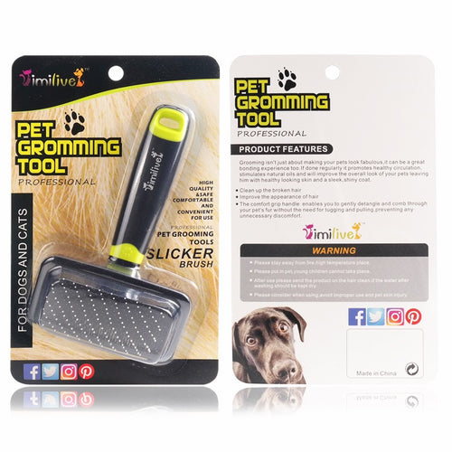 Professional Pet Grooming Slicker Brush - Dog & Cat Hair Remover